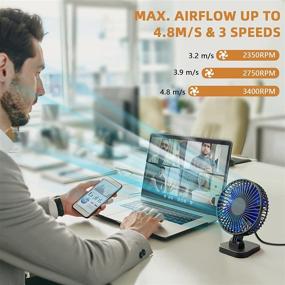 img 1 attached to 🌬️ Ultra Quiet 4 Inch Small Desk Fan – Powerful Airflow, USB Powered, 3 Speeds, Adjustable Head – Ideal for Office, Study, Bedroom