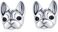 925 sterling silver french bulldog puppy earrings, hypoallergenic pug studs 🐶 - adorable animal jewelry for girls, boys, women - perfect christmas gifts logo