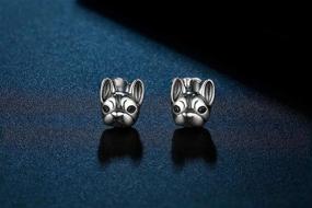 img 2 attached to 925 Sterling Silver French Bulldog Puppy Earrings, Hypoallergenic Pug Studs 🐶 - Adorable Animal Jewelry for Girls, Boys, Women - Perfect Christmas Gifts