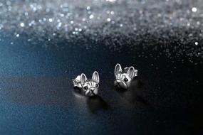 img 3 attached to 925 Sterling Silver French Bulldog Puppy Earrings, Hypoallergenic Pug Studs 🐶 - Adorable Animal Jewelry for Girls, Boys, Women - Perfect Christmas Gifts