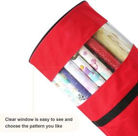 img 1 attached to 🎁 SumDirect Большой Органайзер для упаковки подарков красного цвета: Просторное хранилище 11x41 дюймов с ручкой и прозрачным окном