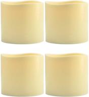 🕯️ set of 4 flameless candles (3&#34;x 3&#34;, ivory) - flickering led pillar candles with battery operation, 8-hour on/16-hour off timer, ideal for weddings, indoors, outdoors, and home decoration логотип