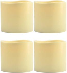 img 4 attached to 🕯️ Set of 4 Flameless Candles (3&#34;x 3&#34;, Ivory) - Flickering LED Pillar Candles with Battery Operation, 8-Hour ON/16-Hour OFF Timer, Ideal for Weddings, Indoors, Outdoors, and Home Decoration