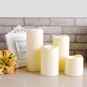 img 3 attached to 🕯️ Set of 4 Flameless Candles (3&#34;x 3&#34;, Ivory) - Flickering LED Pillar Candles with Battery Operation, 8-Hour ON/16-Hour OFF Timer, Ideal for Weddings, Indoors, Outdoors, and Home Decoration