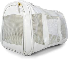 img 4 attached to 🐾 Sherpa Travel Element Pet Carrier - Easy Clean, Airline Approved, Carrying Strap, Mesh Windows, Safety Locks & Spring Frame - White, Medium Size