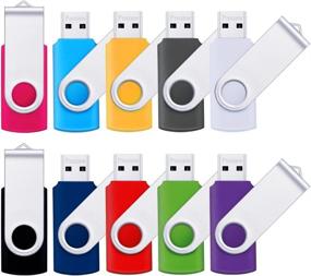 img 4 attached to 📦 10 Pack Multi-Color 32GB Swivel USB 2.0 Flash Drives - Pnstaw Memory Stick Thumb Drive for Data Storage and File Sharing