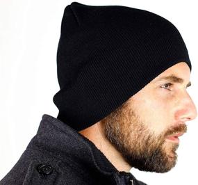 img 2 attached to Ultimate Fit: Everything Black 9" Skull Cap Beanie for Your Perfect Head