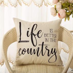 img 2 attached to 🏡 Fahrendom Farmhouse Home Décor Life is Better in The Country Throw Pillow Cover Vintage Living Style Family House Quote Sign Decoration Cotton Linen Cushion Case for Sofa Couch 18 x 18 in