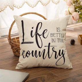 img 1 attached to 🏡 Fahrendom Farmhouse Home Décor Life is Better in The Country Throw Pillow Cover Vintage Living Style Family House Quote Sign Decoration Cotton Linen Cushion Case for Sofa Couch 18 x 18 in