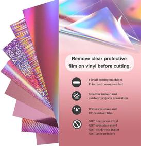 img 3 attached to 🌟 TECKWRAP Rose Gold Holographic Adhesive Vinyl Sheets - Craft Cutters & Sign Plotters - 8 Sheets/Pack - 12"x12" Size