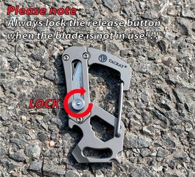 img 2 attached to 🔪 Titanium EDC Tacray Carabiner Small Keychain Knife with Quick Release Clip and Replaceable Sharp Blade - Multitool Keychain Bottle Opener and Easy Carry Backpack Clasp