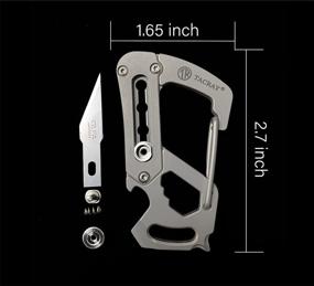 img 1 attached to 🔪 Titanium EDC Tacray Carabiner Small Keychain Knife with Quick Release Clip and Replaceable Sharp Blade - Multitool Keychain Bottle Opener and Easy Carry Backpack Clasp