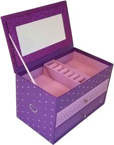 img 1 attached to Sparkling Pink and Purple Jewelry Box for Girls with Hearts and Pink Trim (Purple Sparkle)