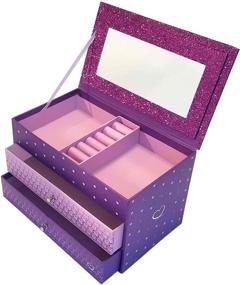 img 4 attached to Sparkling Pink and Purple Jewelry Box for Girls with Hearts and Pink Trim (Purple Sparkle)