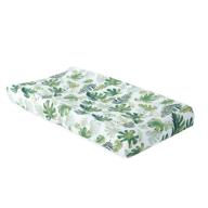 🌿 little unicorn tropical leaf changing pad cover: soft, easy to clean 100% cotton muslin, 16” x 32”, machine washable logo