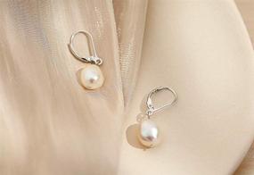 img 2 attached to 💎 Sterling Silver Hoop Dangle Earrings with Baroque Pearls for Women and Teen Girls - Reffeer