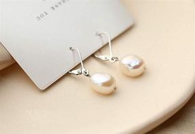 img 3 attached to 💎 Sterling Silver Hoop Dangle Earrings with Baroque Pearls for Women and Teen Girls - Reffeer