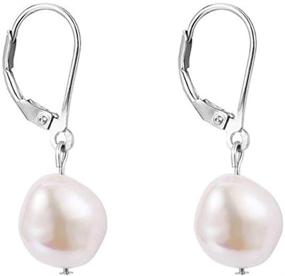 img 4 attached to 💎 Sterling Silver Hoop Dangle Earrings with Baroque Pearls for Women and Teen Girls - Reffeer