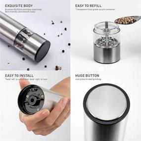 img 1 attached to 🧂 GIFORYA Electric Salt and Pepper Grinder: Long-lasting Stainless Steel Mills with Adjustable Coarseness and LED Light