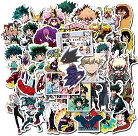 img 1 attached to 🎒 50pcs Waterproof My Hero College Cartoon Anime Stickers | Laptop, Motorcycle, Bicycle, Skateboard, Luggage Decals | Graffiti Patches