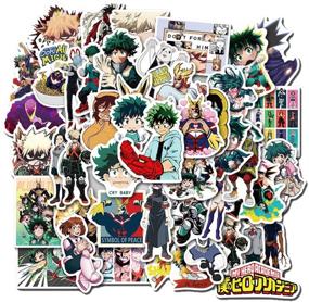 img 3 attached to 🎒 50pcs Waterproof My Hero College Cartoon Anime Stickers | Laptop, Motorcycle, Bicycle, Skateboard, Luggage Decals | Graffiti Patches