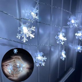 img 4 attached to 🎄 Christmas String Lights, 20 Feet 40 LED Snowflake Lights for Bedroom Patio Christmas Party - Tree Decor, Battery Operated Cool White Christmas Lights