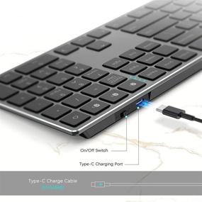 img 2 attached to Клавиатура JOYACCESS Multi-Device Bluetooth - Полноразмерная беспроводная клавиатура с числовой клавиатурой - Переключение между 3 устройствами - Совместима с ПК, ноутбуком, MacBook Pro/Air, iPad/iPhone/iMac, смартфоном - Серый