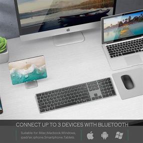 img 3 attached to Клавиатура JOYACCESS Multi-Device Bluetooth - Полноразмерная беспроводная клавиатура с числовой клавиатурой - Переключение между 3 устройствами - Совместима с ПК, ноутбуком, MacBook Pro/Air, iPad/iPhone/iMac, смартфоном - Серый
