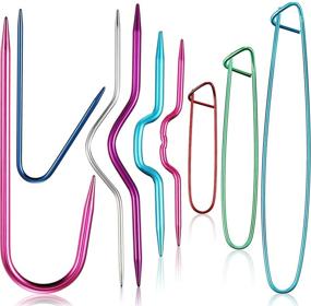 img 4 attached to 🧶 Colorful 9-Piece Cable Stitch Holders Set: Aluminum Needles for Sweater Knitting, Safety Pin Brooch Tool, Bent Tapestry Needles for Yarn Sewing