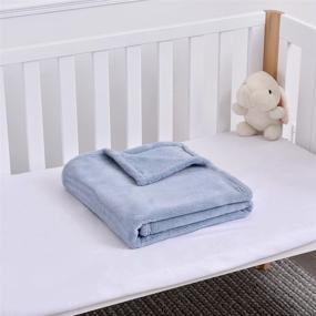 img 3 attached to 👶 Soft Flannel Baby Blanket for Boys and Girls - Perfect for Newborns, Infants, and Toddlers in Cribs and Strollers - Ideal All-Season Nap Blanket for Daycare and Preschool - Light Blue, S-30x40 inch