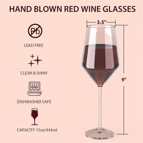 img 3 attached to 🍷 KOIOS Set of 2 Italian Hand Blown, Lead-Free Crystal Wine Glasses - 15oz Red Wine Glasses in Gift Box - Classic White Wine Glasses for Wedding, Christmas - Premium Wine Glasses, 9''H