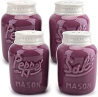 yesland 4 pack mason jar salt and 🍆 pepper shakers: vintage ceramic farmhouse decor for kitchen (purple) logo