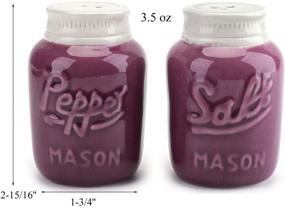 img 3 attached to Yesland 4 Pack Mason Jar Salt and 🍆 Pepper Shakers: Vintage Ceramic Farmhouse Decor for Kitchen (Purple)