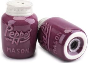 img 1 attached to Yesland 4 Pack Mason Jar Salt and 🍆 Pepper Shakers: Vintage Ceramic Farmhouse Decor for Kitchen (Purple)