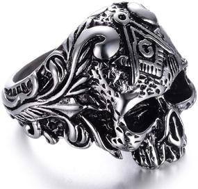 img 2 attached to Jude Jewelers Stainless Steel Gothic Skull Vintage Masonic Biker Ring: A Statement Piece for Bold Style and Edge