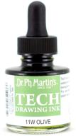 чернила для рисования dr. ph. martin's tech (11w) - бутылка объемом 1,0 унция, цвет оливково-зеленый логотип