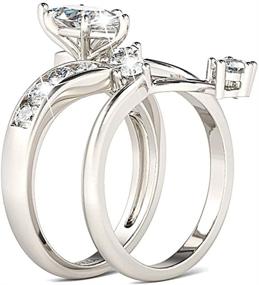 img 3 attached to 💍 Exquisite Jeulia Marquise Cut Wedding Set: Sterling Silver Bypass Rings with Cubic Zirconia & White Diamond Solitaire Engagement Rings Perfect for Promise & Anniversary, Complete with Gift Box