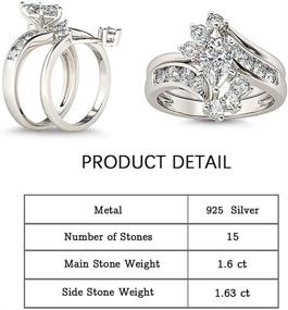 img 2 attached to 💍 Exquisite Jeulia Marquise Cut Wedding Set: Sterling Silver Bypass Rings with Cubic Zirconia & White Diamond Solitaire Engagement Rings Perfect for Promise & Anniversary, Complete with Gift Box