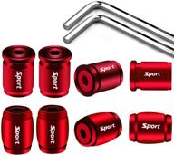 dsycar tire valve stem caps red (8 pack) logo