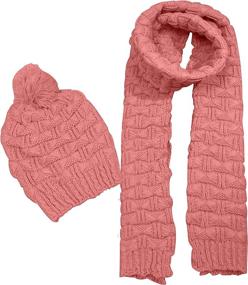 img 1 attached to 🧣 Warm and Fashionable: HANERDUN Women Girls Knitted Hat and Scarf Set for Winter