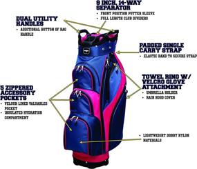 img 3 attached to 🏌️ Majek Premium Ladies Golf Bag - Navy Blue Pink Color, 9.5" Size, 14-Way Top with Putter Sleeve - Ideal for Optimal Organization