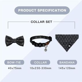 img 3 attached to 🐱 ENVY COLLECTION Black Cat Collar Set with Breakaway Safety Buckle - Includes Collar, Bow Tie, and Bandana, Adjustable Size, Ideal for Cats, Kitties, Puppies, and Small Rabbits