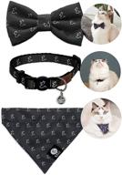 🐱 envy collection black cat collar set with breakaway safety buckle - includes collar, bow tie, and bandana, adjustable size, ideal for cats, kitties, puppies, and small rabbits logo