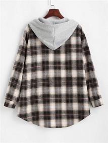 img 2 attached to ZAFUL Womens Button Oversized Plaid Black Women's Clothing for Coats, Jackets & Vests