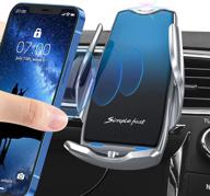 📱 upgrade car phone holder with 10w qi wireless charging – induction auto clip vent mount – universal cell phone car mount for all iphone and android phones logo