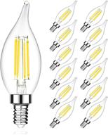 🔦 ascher e12 candelabra led light bulb pack of 12 - 95+ cri, 40w equivalent, 450 lumens, daylight white 5000k, flame tip decorative candle bulb, e12 base, non-dimmable logo