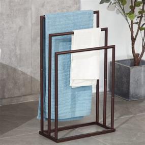 img 4 attached to 3-Tier Freestanding Towel Rack for Bathroom, Stainless Steel Towel Stand in Oil Rubbed Bronze Finish - Housen Solutions TRS57007