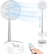 🌬️ tdone foldaway oscillating table fan with remote control - rechargeable portable standing fan, 7200mah folding misting fan, telescopic pedestal floor fan for home office outdoor, 3 speeds with light logo