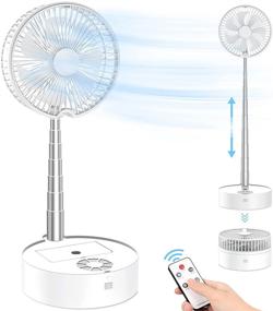 img 4 attached to 🌬️ TDONE Foldaway Oscillating Table Fan with Remote Control - Rechargeable Portable Standing Fan, 7200mAH Folding Misting Fan, Telescopic Pedestal Floor Fan for Home Office Outdoor, 3 Speeds with Light
