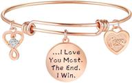 💌 qiier i love you most the end i win bracelet - infinity love heart charm bangle - perfect valentine's day gift for girlfriend logo